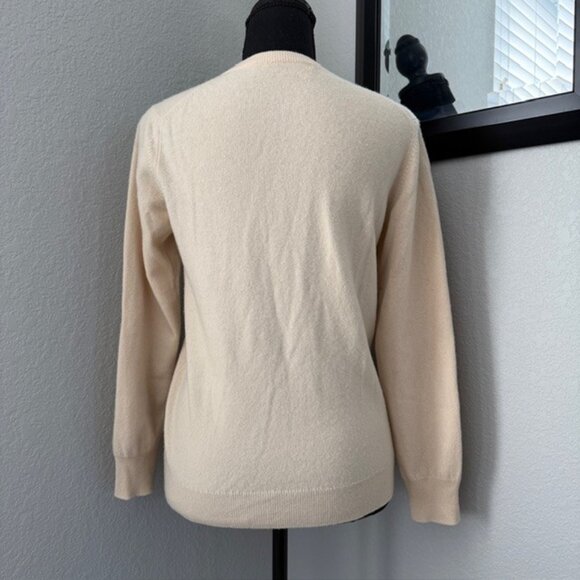 VINTAGE Glenmac Beige Cream 100% Cashmere Cardigan Sweater Small - Picture 4 of 14